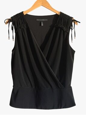 White House Black Market Shirred Tie Shoulder Matte Jersey Blouse Women’s XS